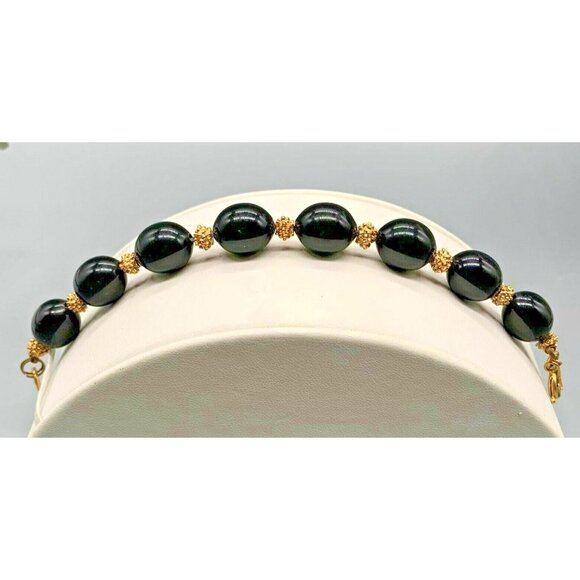 Vintage Crown Trifari Black Gold Lucite and Porcupine Bead Bracelet Collectible - Picture 1 of 6